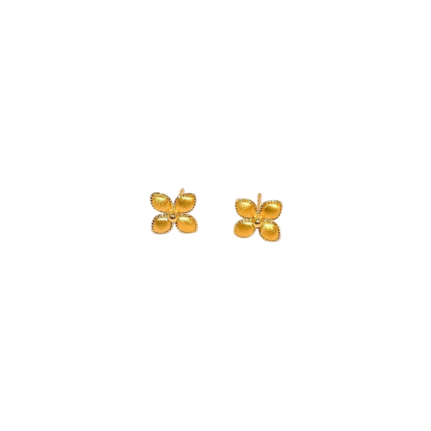 Four Petal Matte Floral Stud Earrings