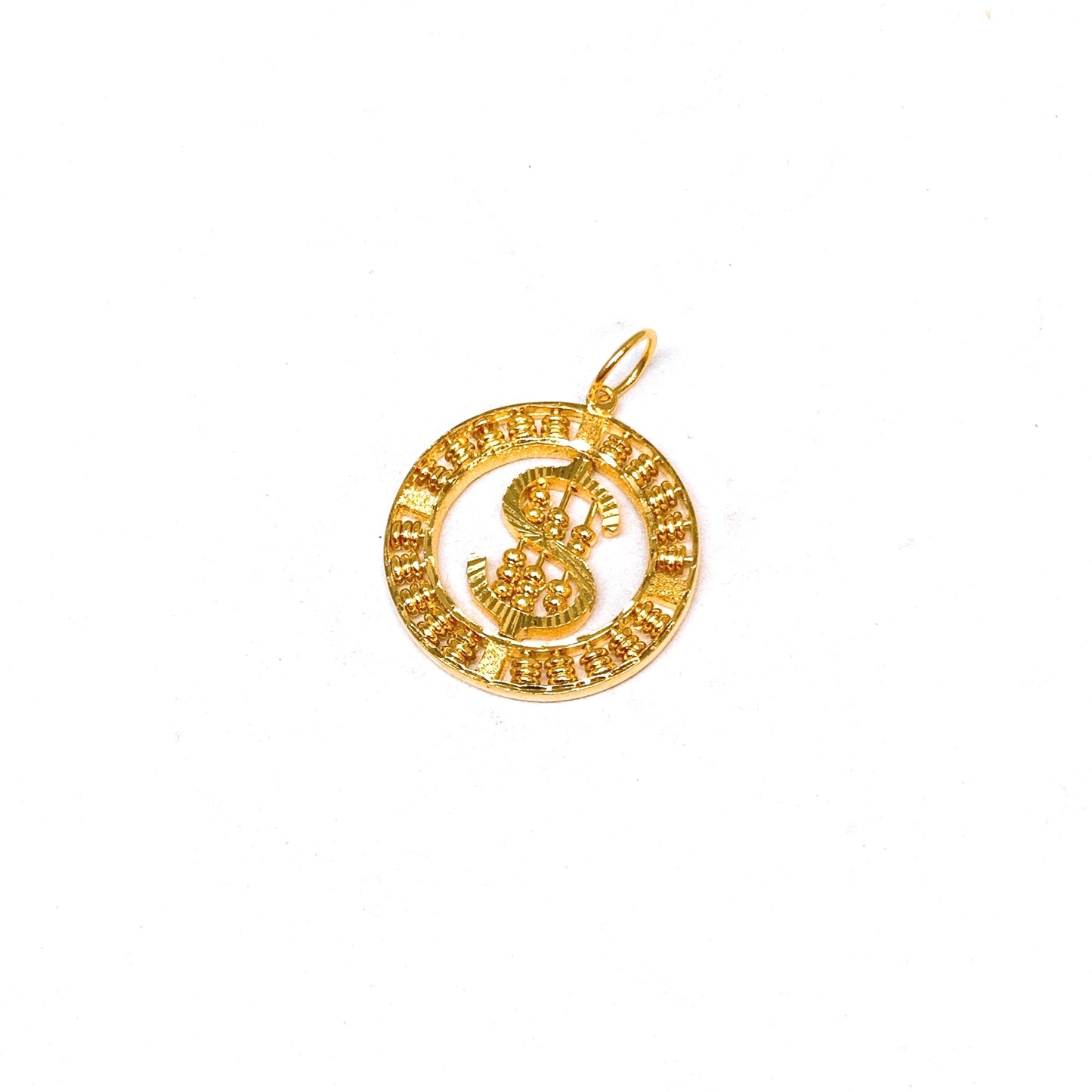 Spinning Dollar Abacus Round Pendant