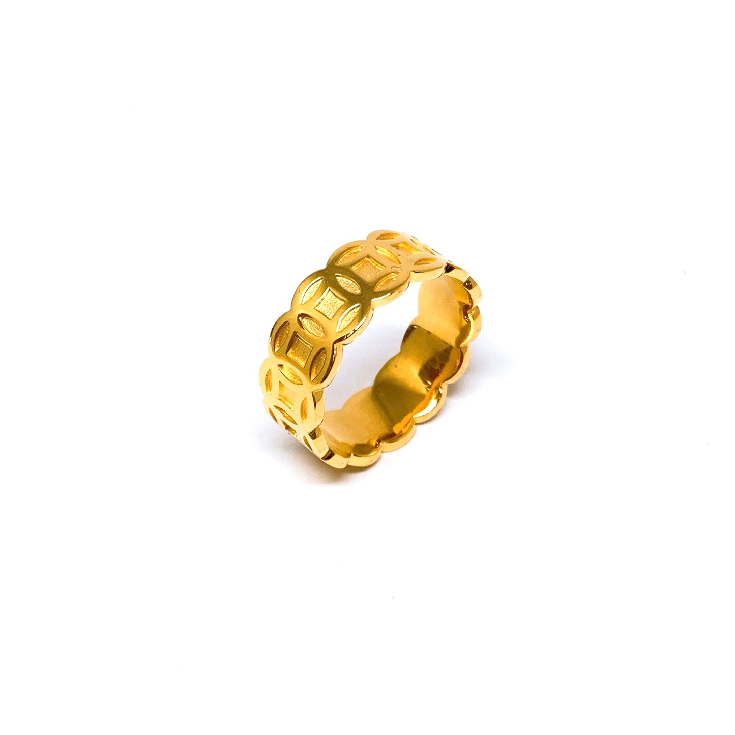Broad Coin Links Ring