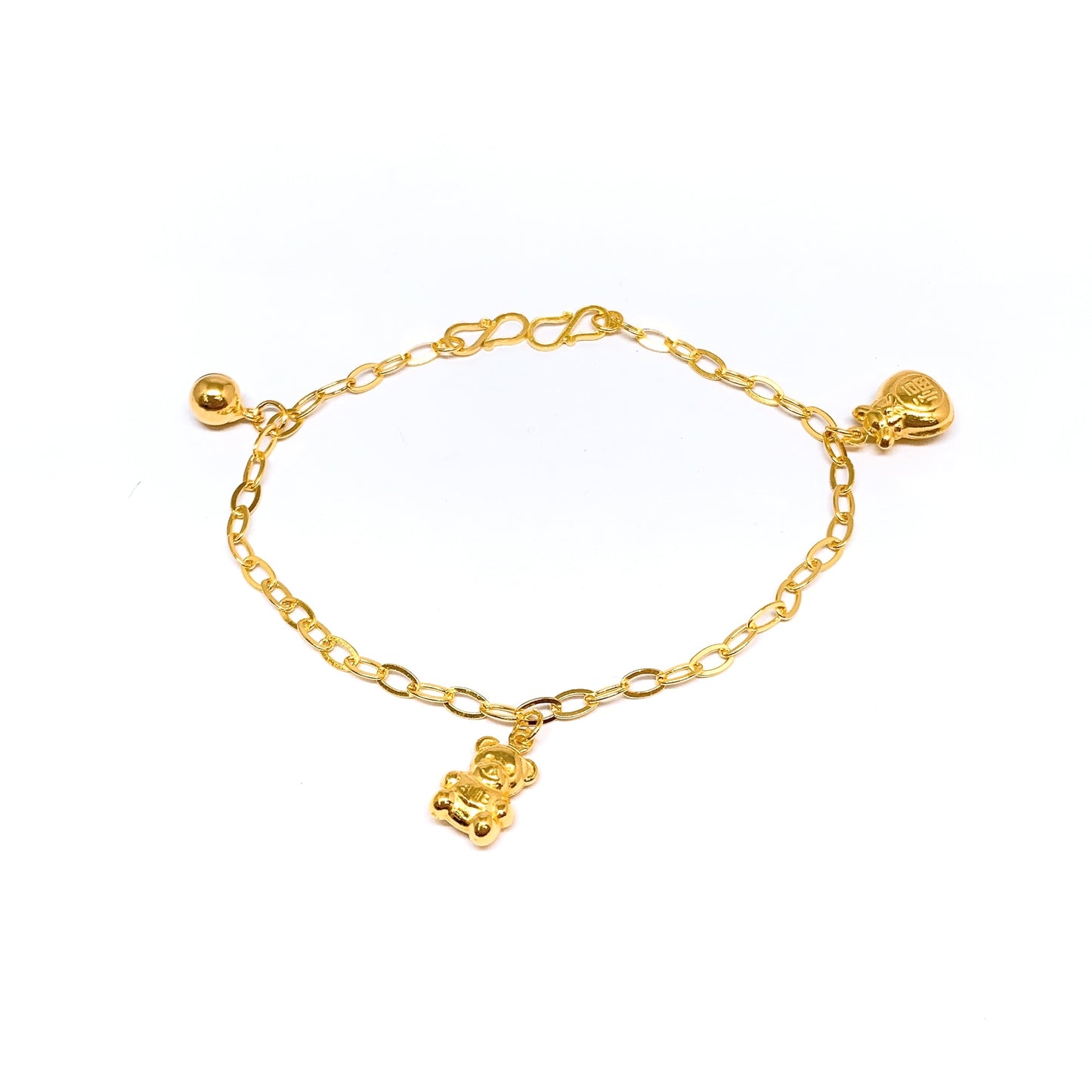 Dangling Charms Baby Anklet ( Bear, Bell, Fortune Bag )