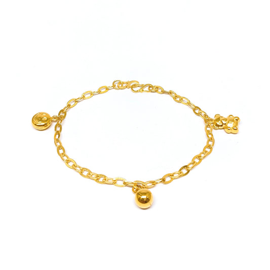 Dangling Charms Baby Anklet ( Bear, Bell, Smiley )