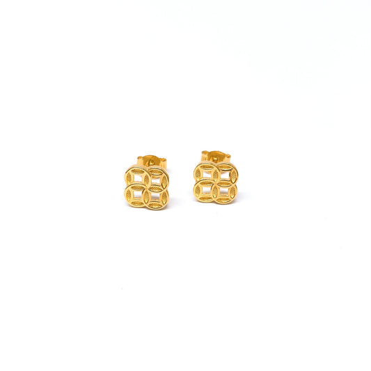 Cut-Out Linked Coins Earring Studs