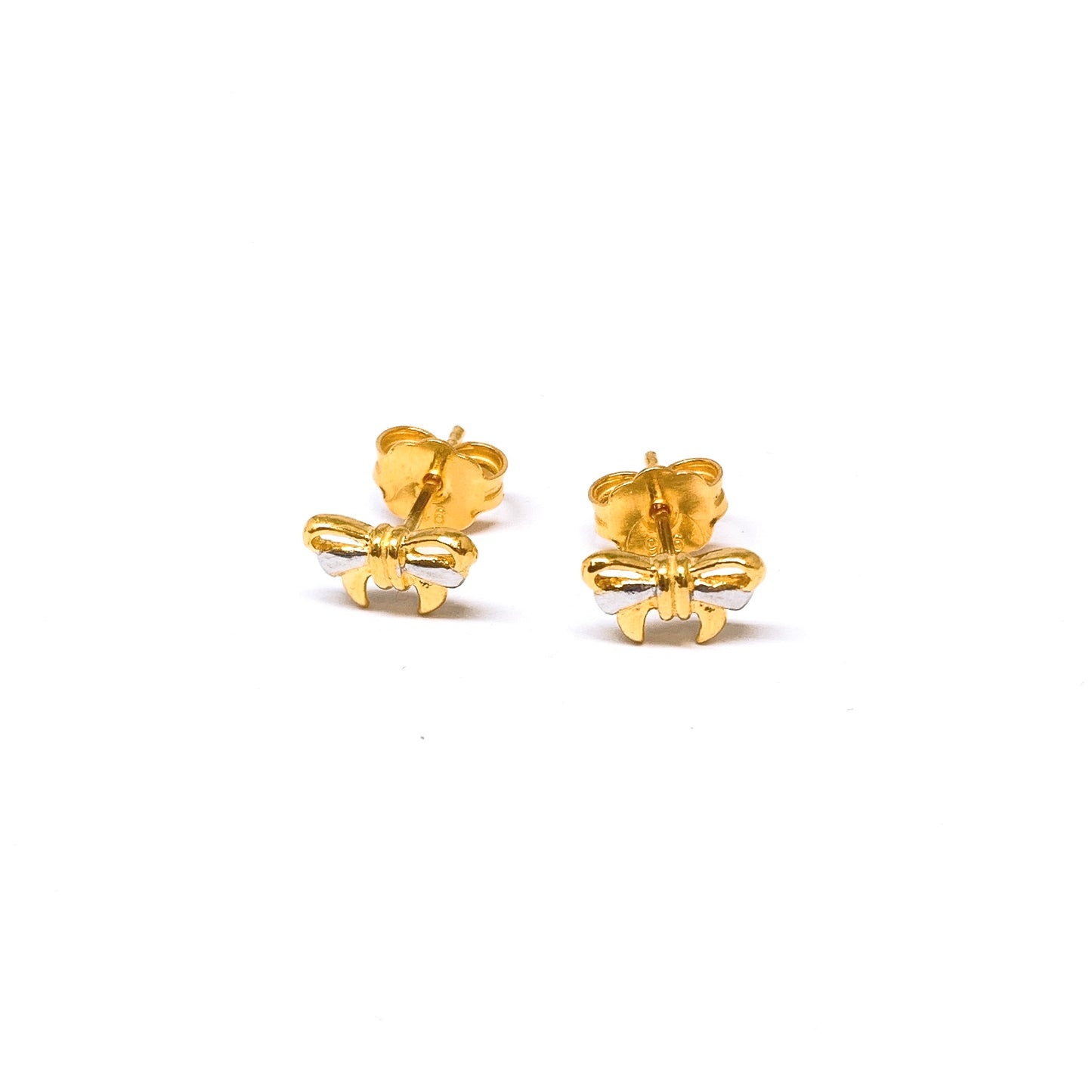 Two Tone Ribbon Earring Studs