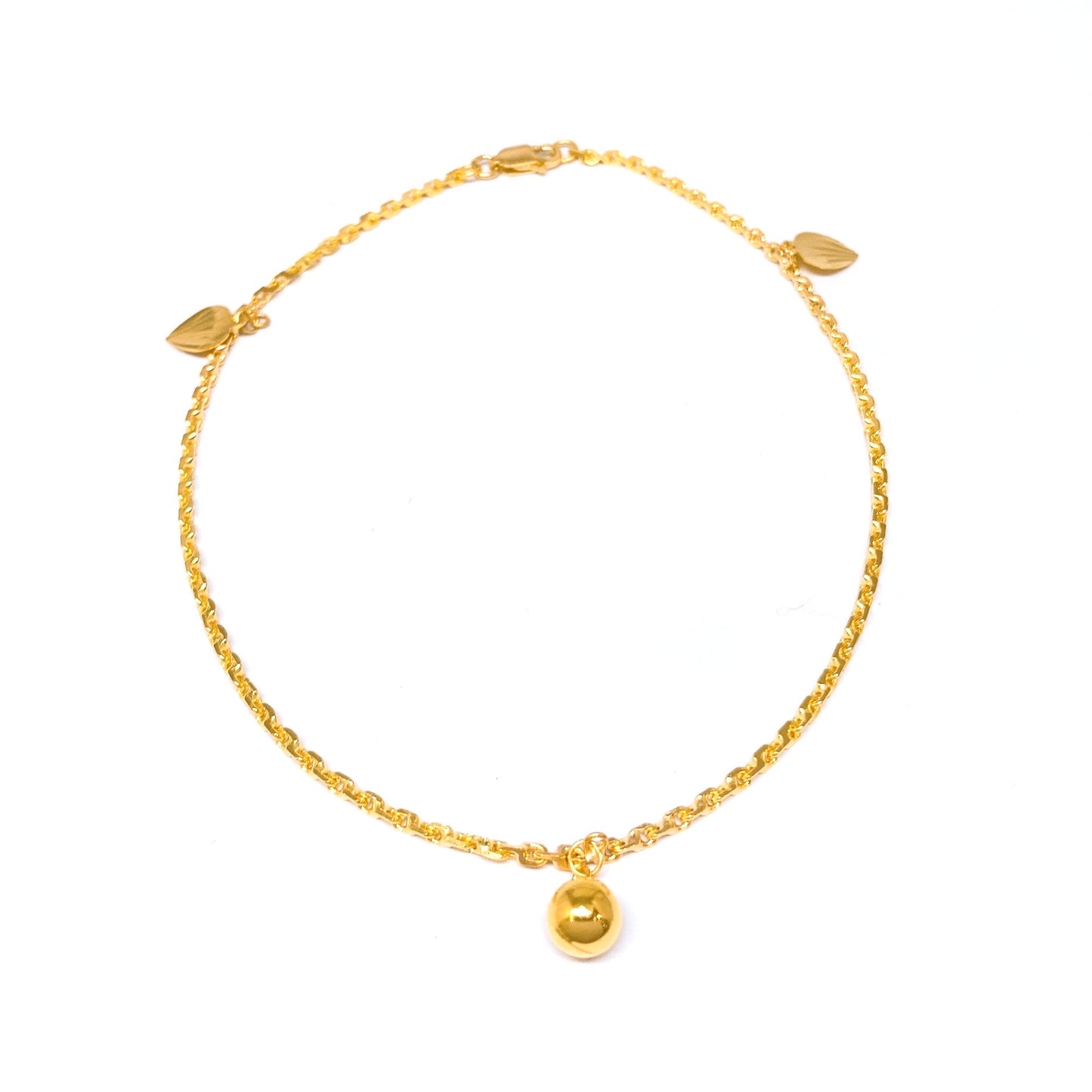 Solid Cable 万字 Anklet ( Heart, Bell, Lobster Hook )
