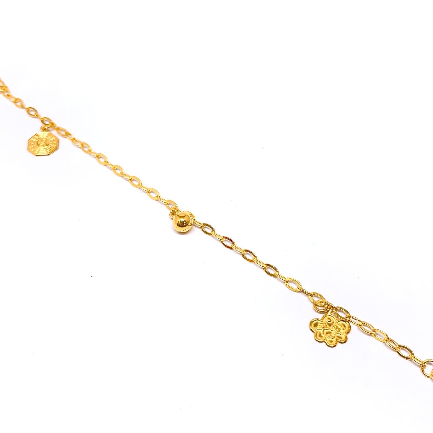 Oriental Charms Oval Links Baby Anklet ( 平安锁 & 八卦 )