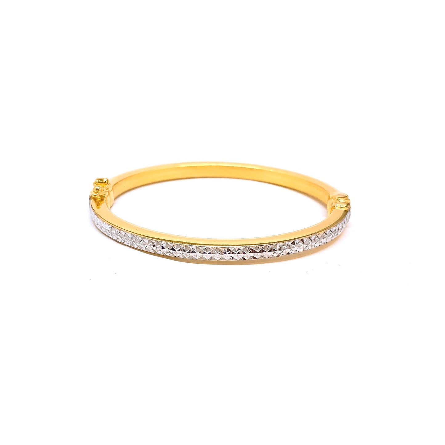 Two Tone Criss Cross Cutting Bangle - Oval