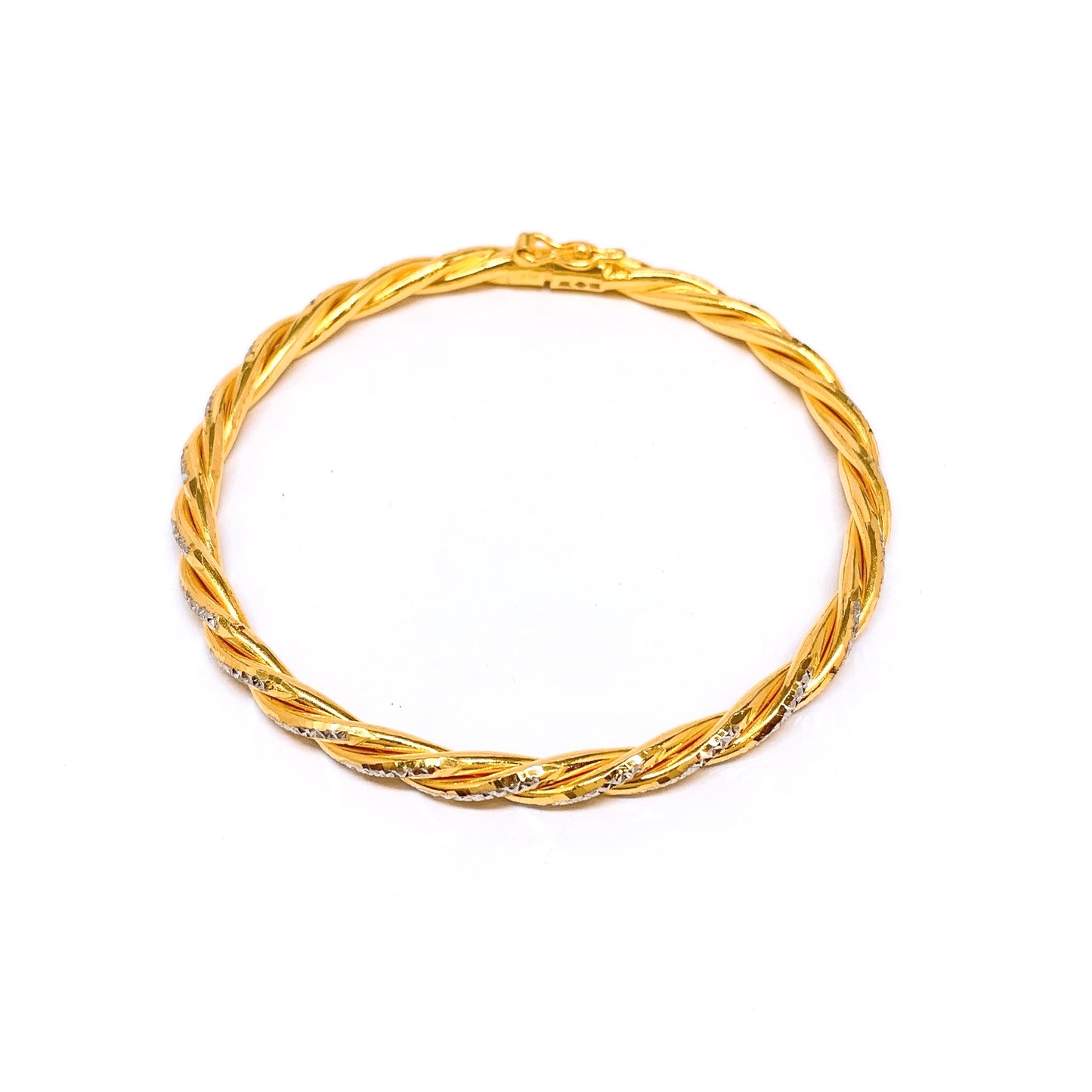 Two Tone Twisted Cutting Bangle - Round