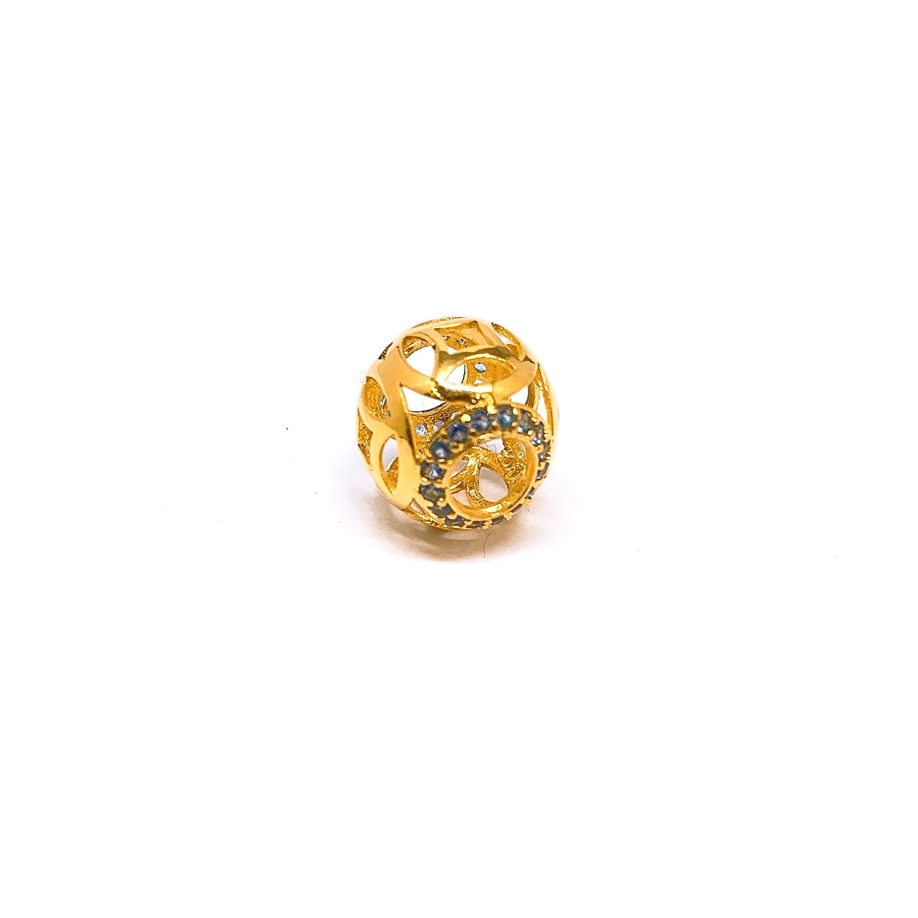 Coin Cut-Out Bead Charm ( Blue Crystals )