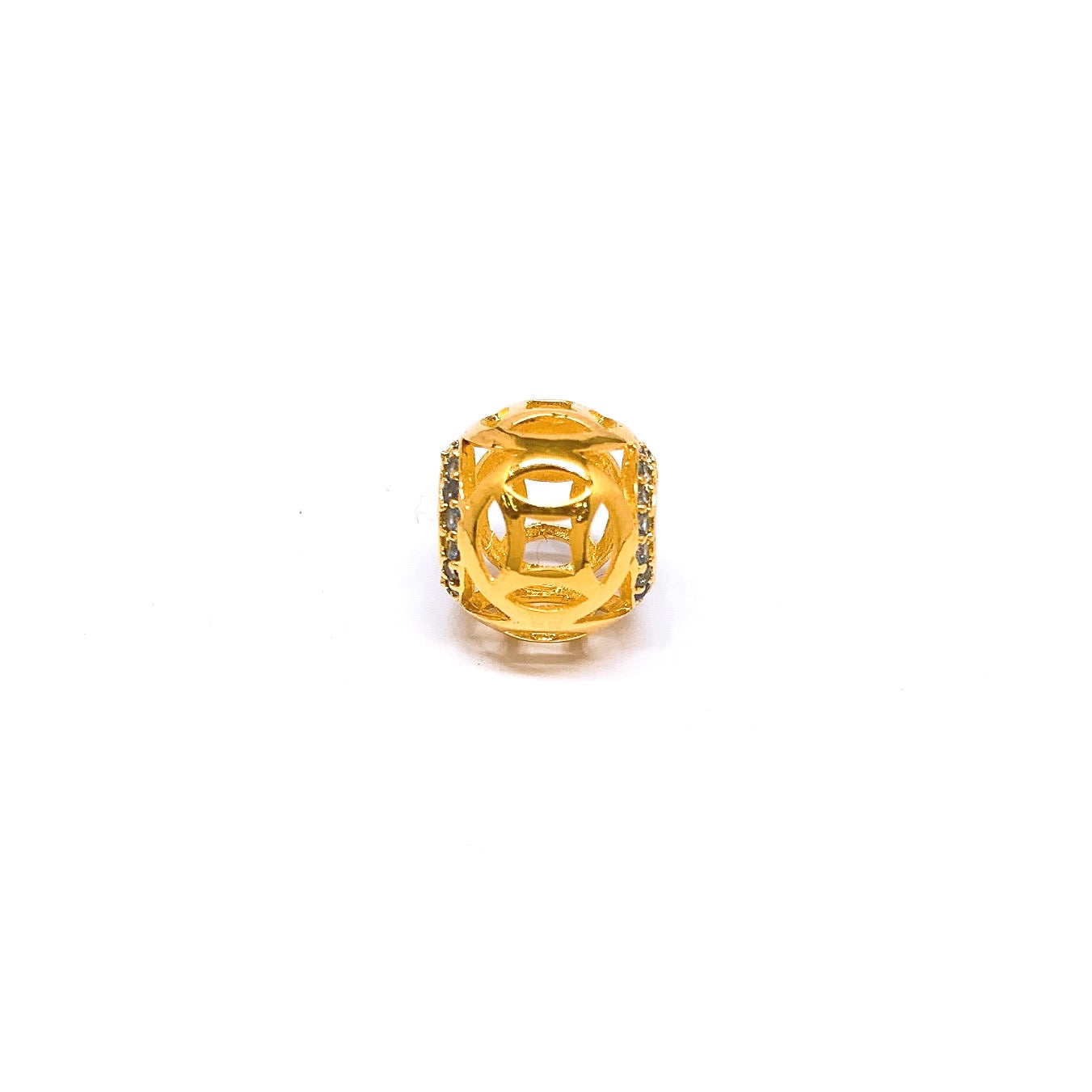 Coin Cut-Out Bead Charm ( Blue Crystals )