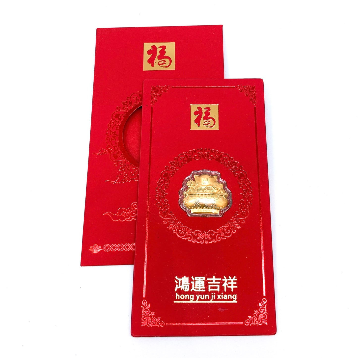 Pure Gold Foil Treasures Pot (聚宝盆)Red Packet