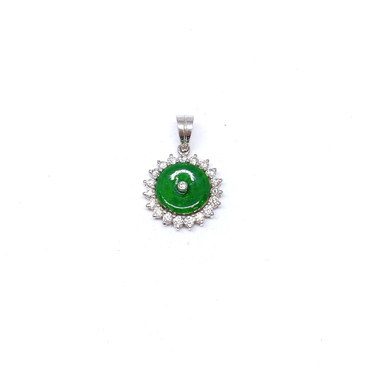 Petite Jade Donut Pendant ( White Gold and Diamonds )