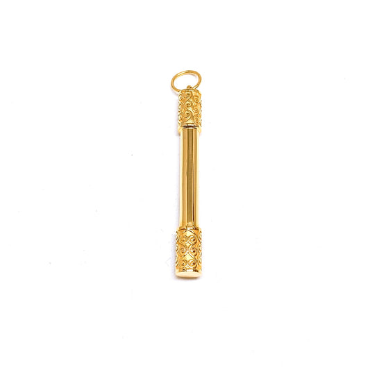Golden Rod Amulet Cylinder Pendant