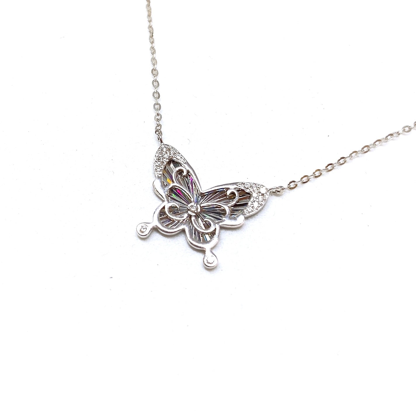 White Gold Diamond Butterfly Necklace Set