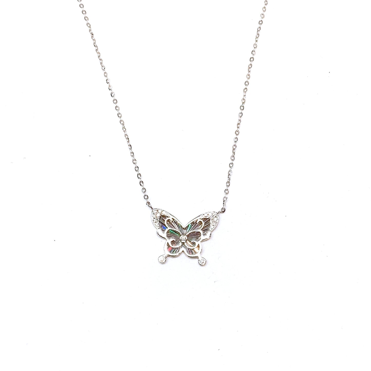 White Gold Diamond Butterfly Necklace Set