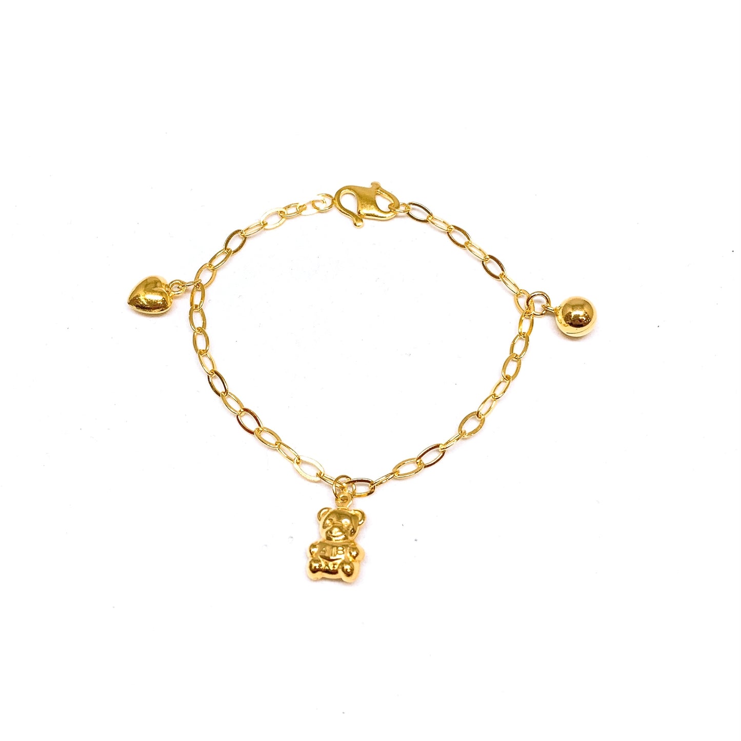 Dangling Charms Baby Bracelet ( Bell, Bear, Heart )