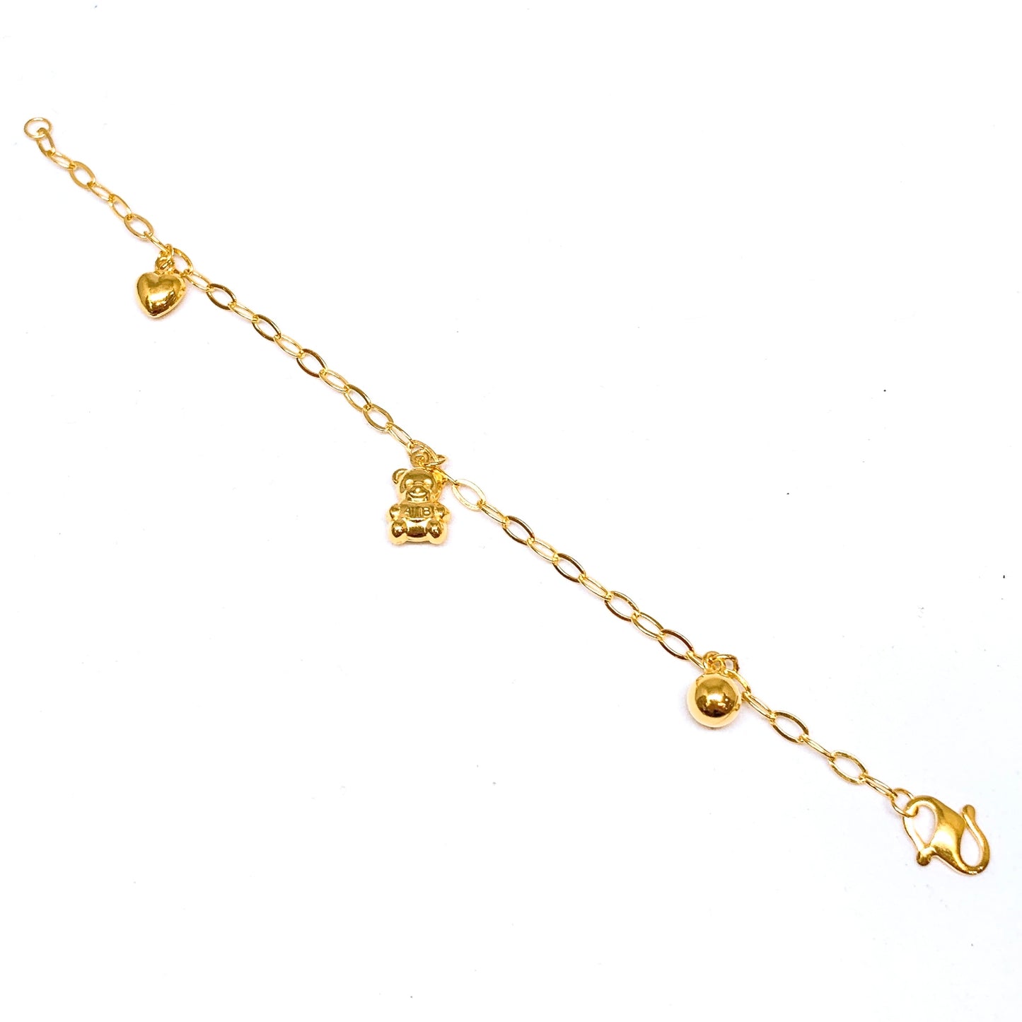 Dangling Charms Baby Bracelet ( Bell, Bear, Heart )