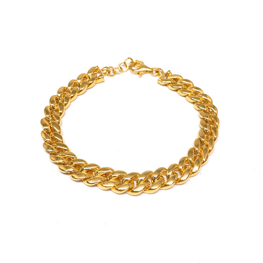 Semi Hollow Polished Flat Cuban Bracelet ( Lobster Hook )