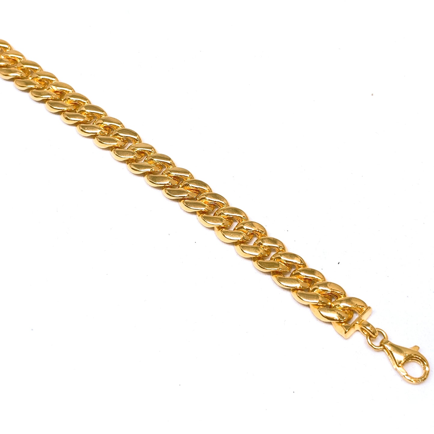 Semi Hollow Polished Flat Cuban Bracelet ( Lobster Hook )