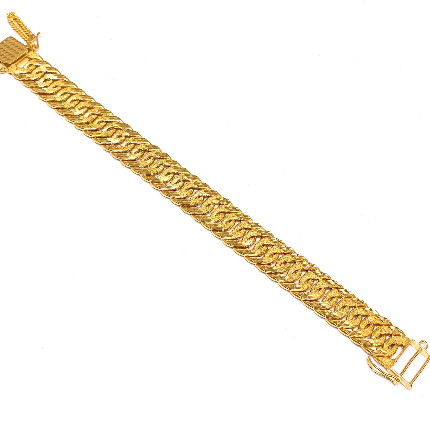 Hollow Double Curb Bracelet ( Fold Over Clasp )