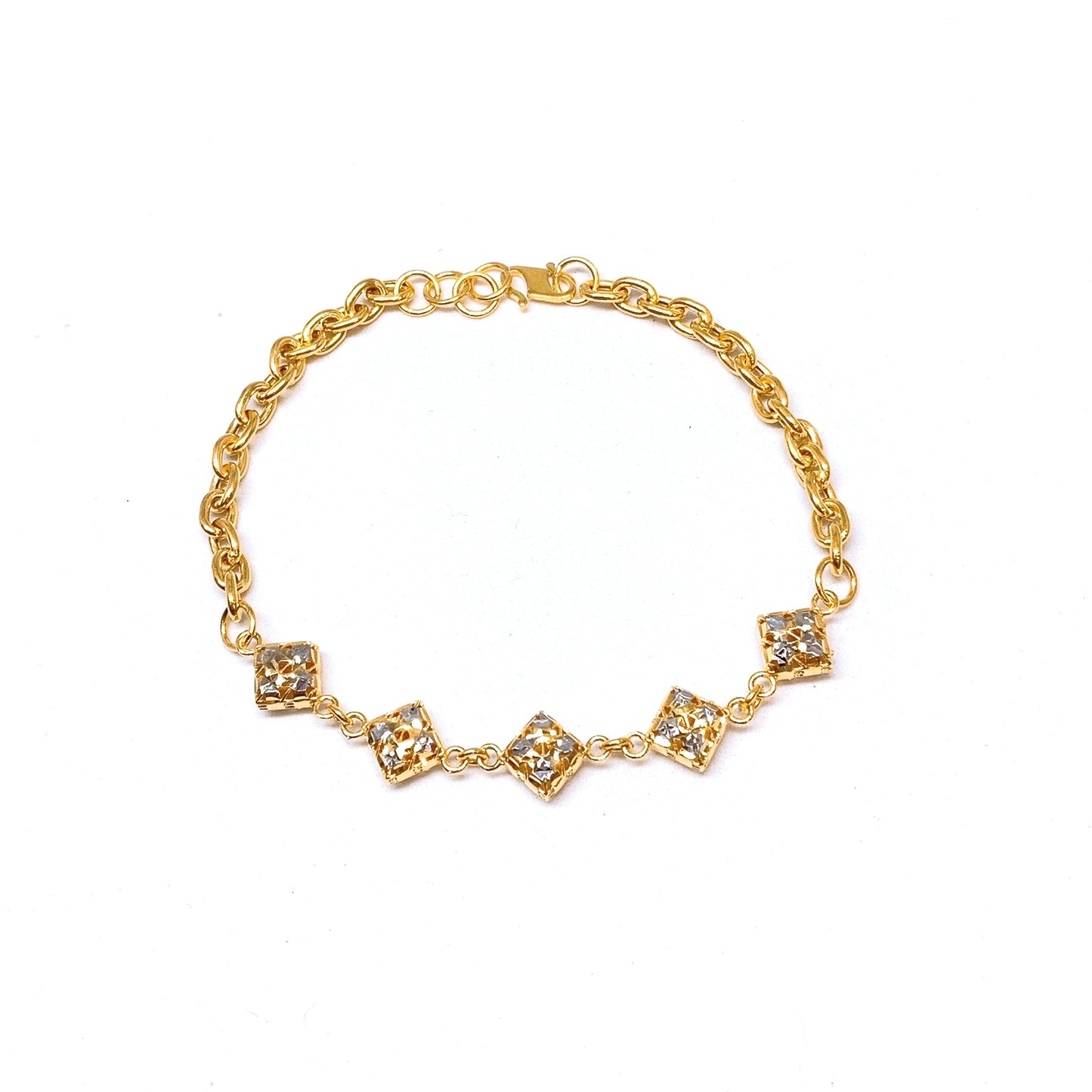 Two Tone Mesh Squares With Cable Chain Bracelet ( S Hook )