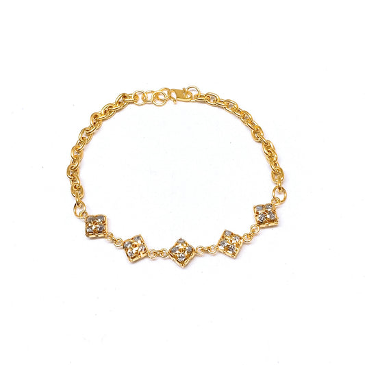 Two Tone Mesh Squares With Cable Chain Bracelet ( S Hook )