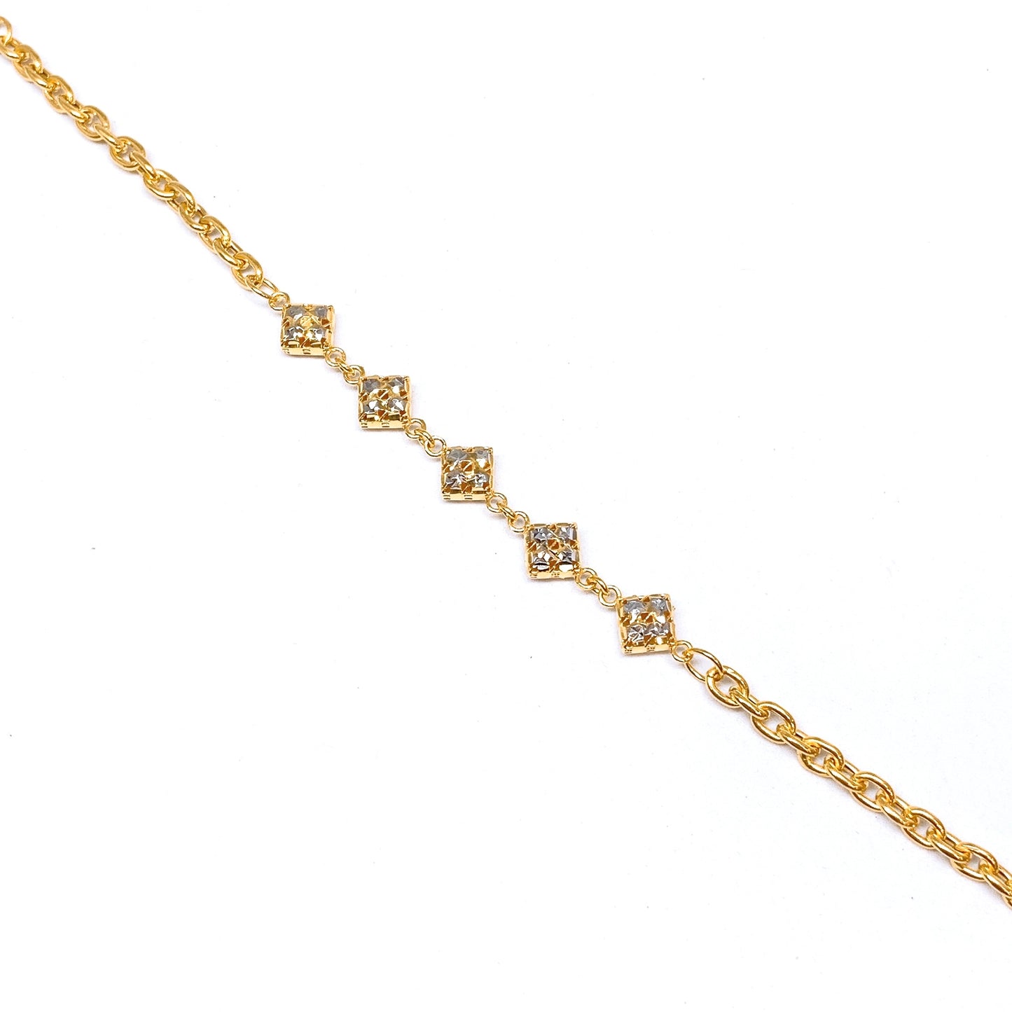 Two Tone Mesh Squares With Cable Chain Bracelet ( S Hook )