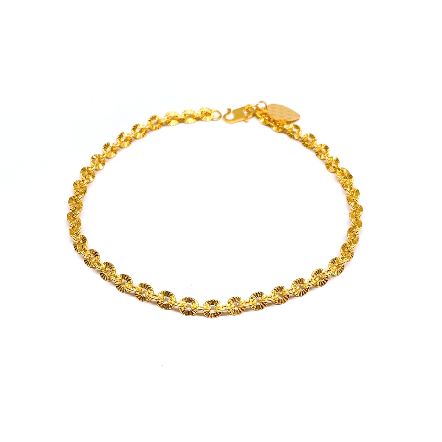 Hollow Sunflower Cutting Bracelet With Heart Charm ( S Hook )