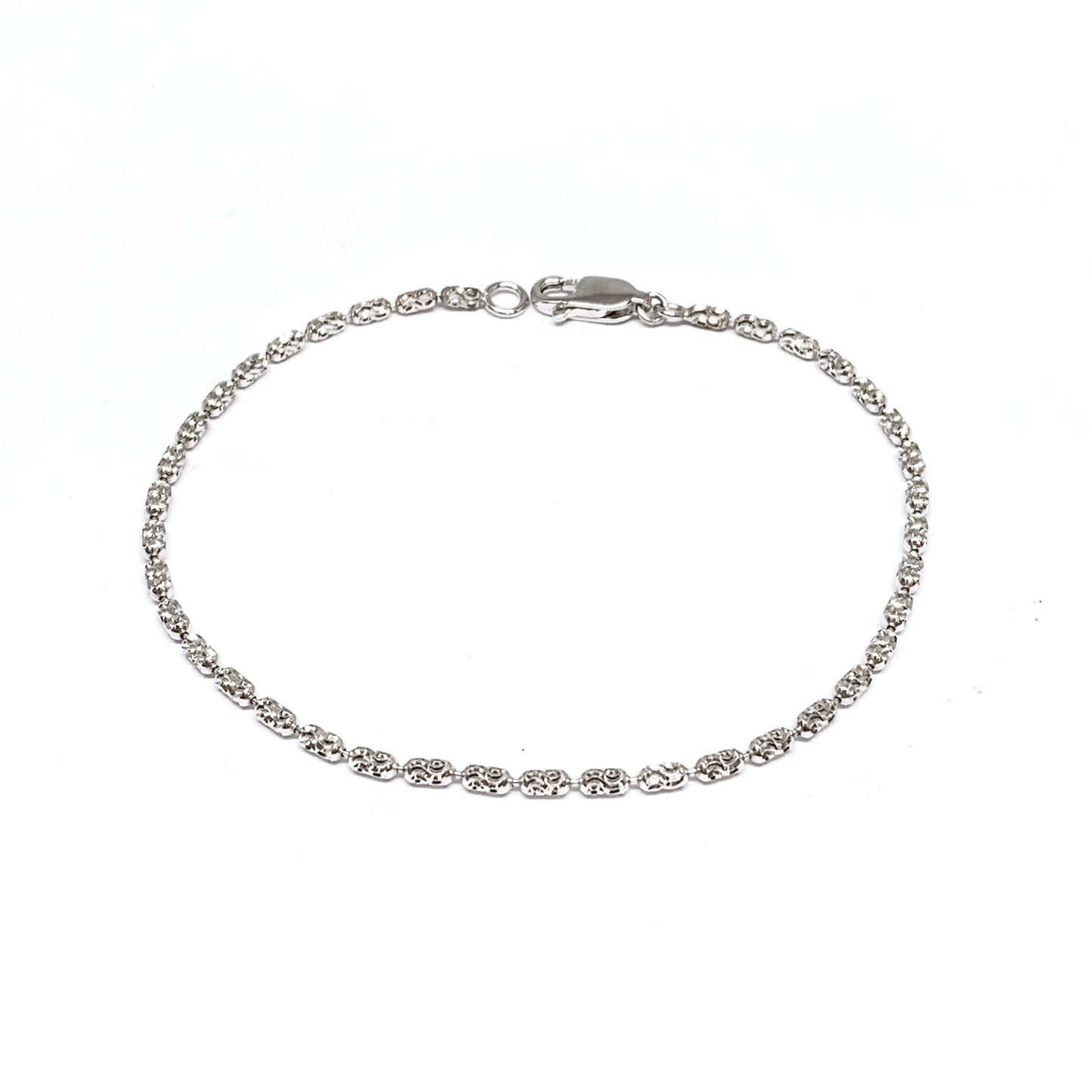 White Gold Fine Oval Bead Bracelet