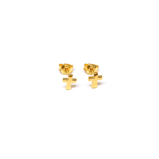 Polished Cross Earring Studs