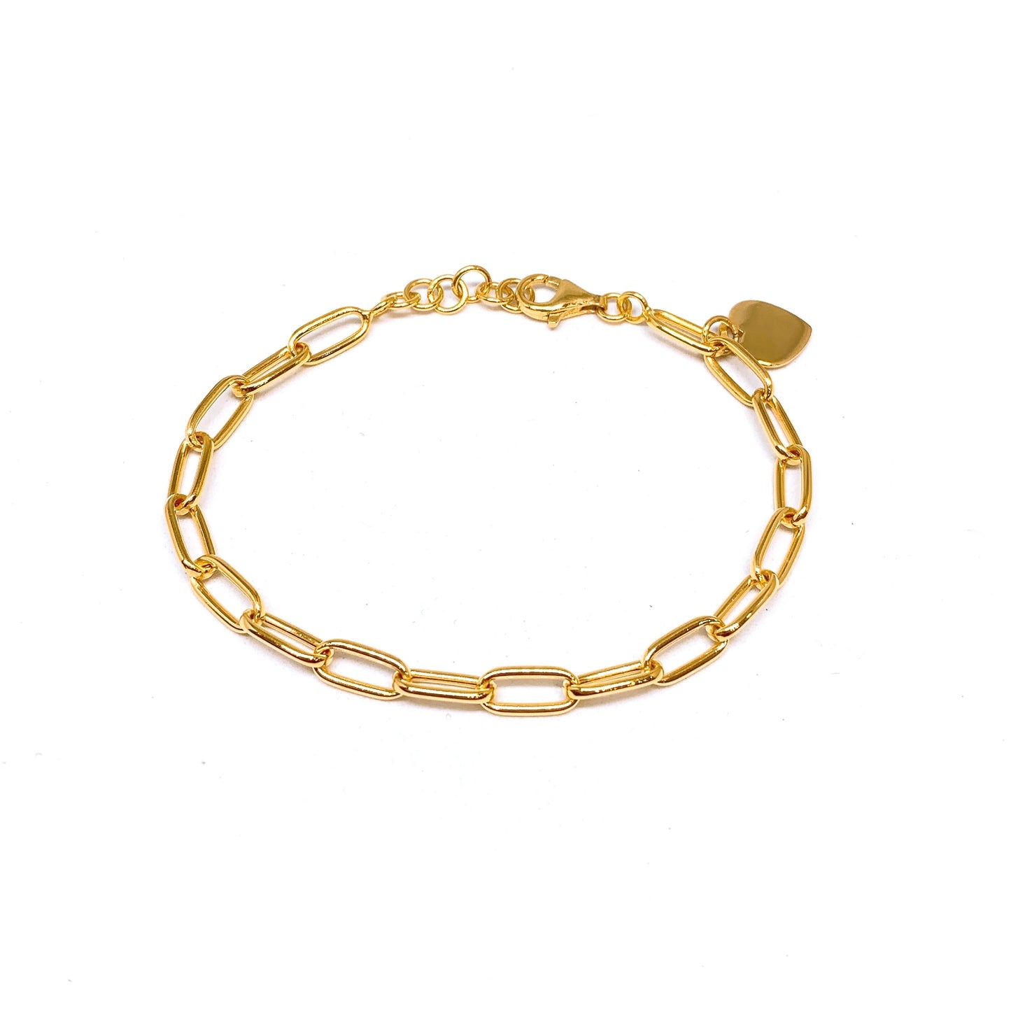 Paperclip Bracelet With Dangling Heart