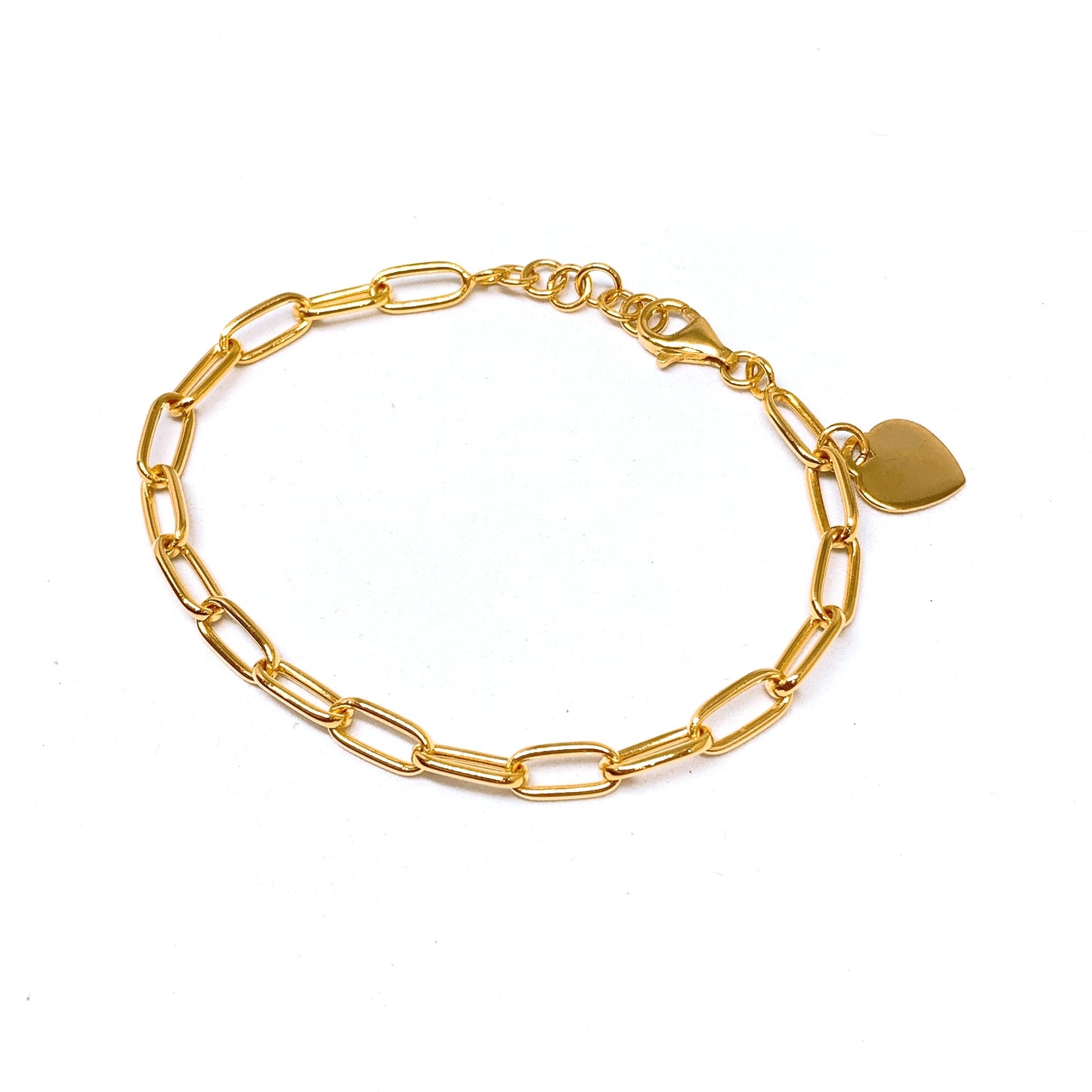 Paperclip Bracelet With Dangling Heart