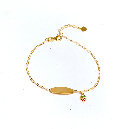 Dainty Oval Plate With Strawberry Bracelet