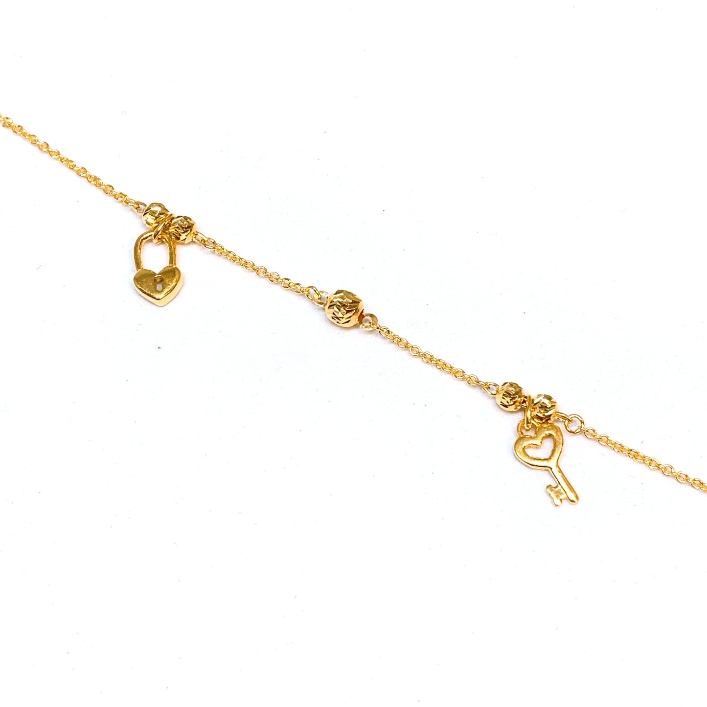 Dainty Heart Lock and Key Bracelet