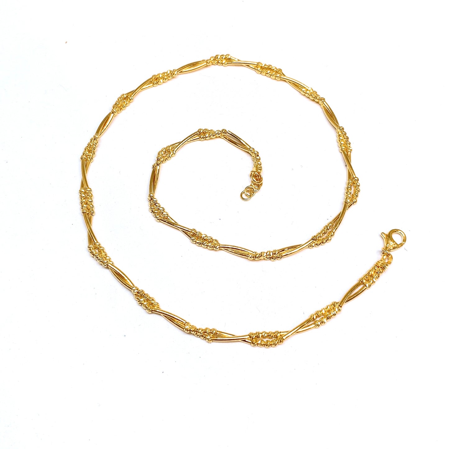Curved Rods & Cutting Beads Twist Necklace ( Two Line )