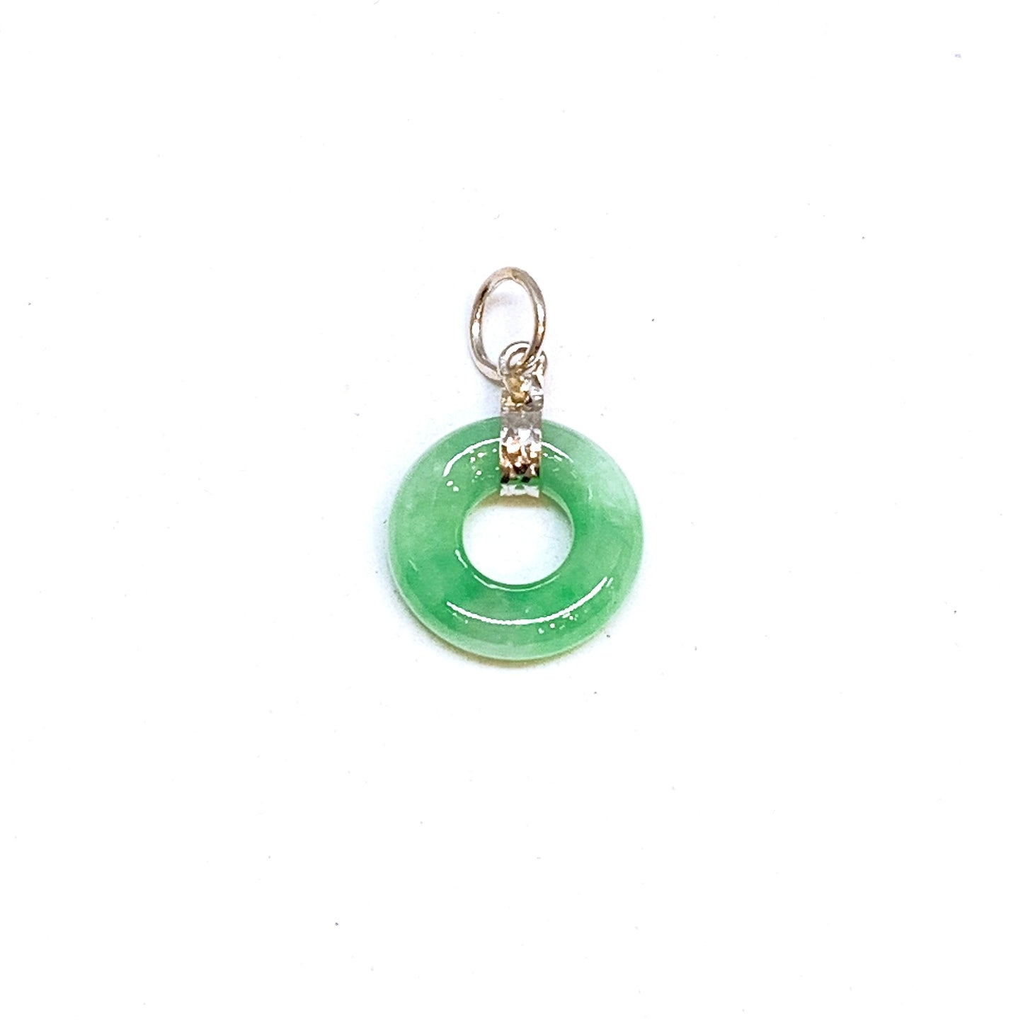 Petite Jade Donut Pendant ( White Gold )