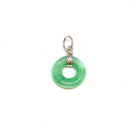 Petite Jade Donut Pendant ( White Gold )