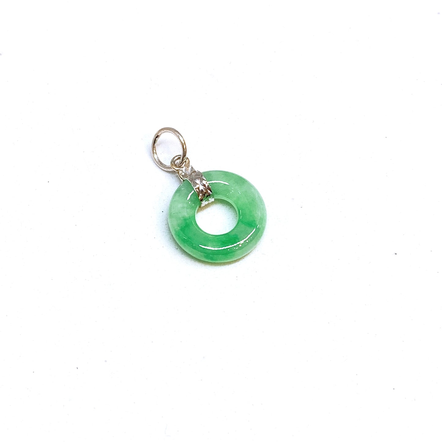Petite Jade Donut Pendant ( White Gold )