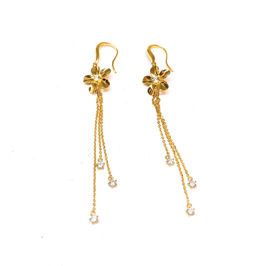 Blingy Floral Dangling Hook Earrings