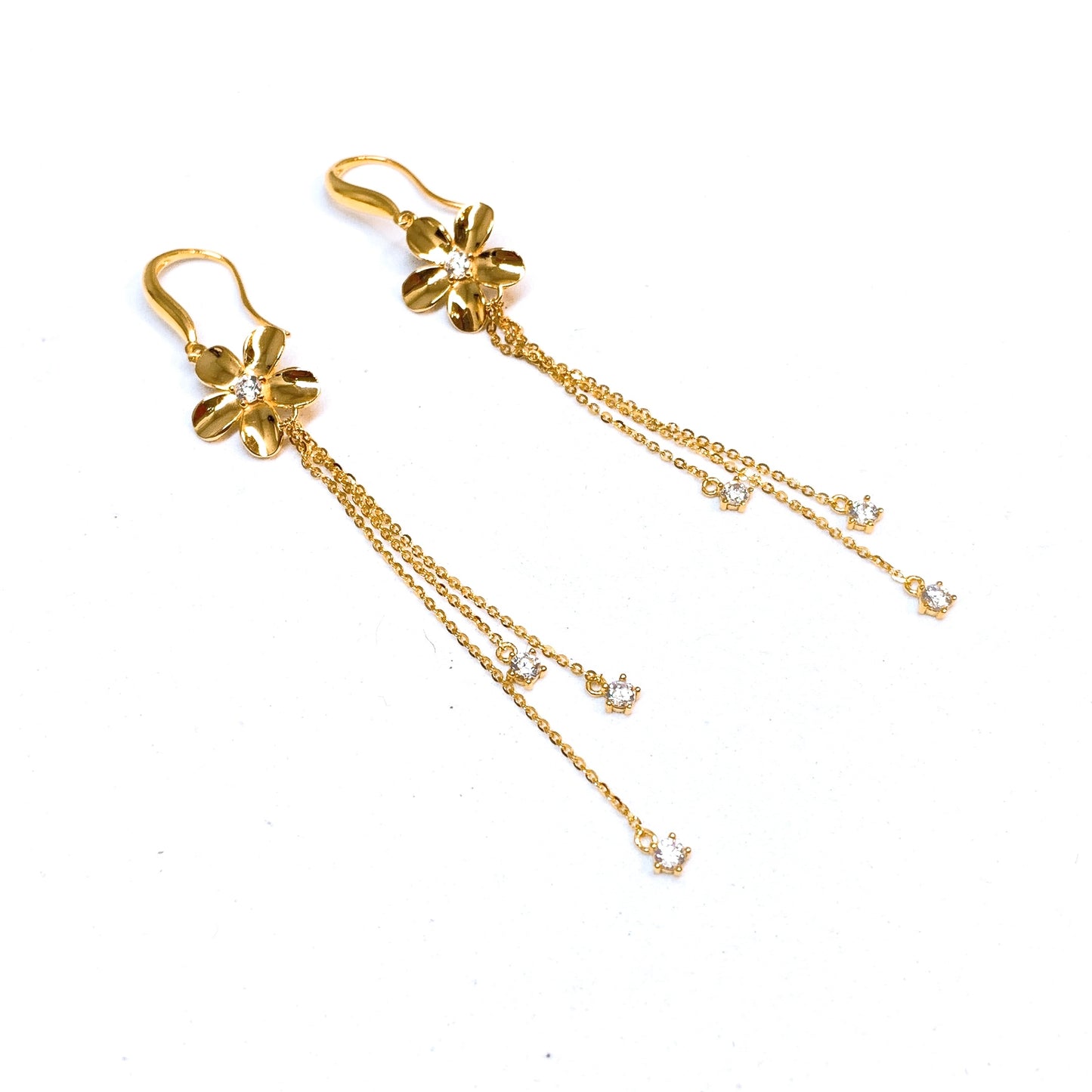 Blingy Floral Dangling Hook Earrings
