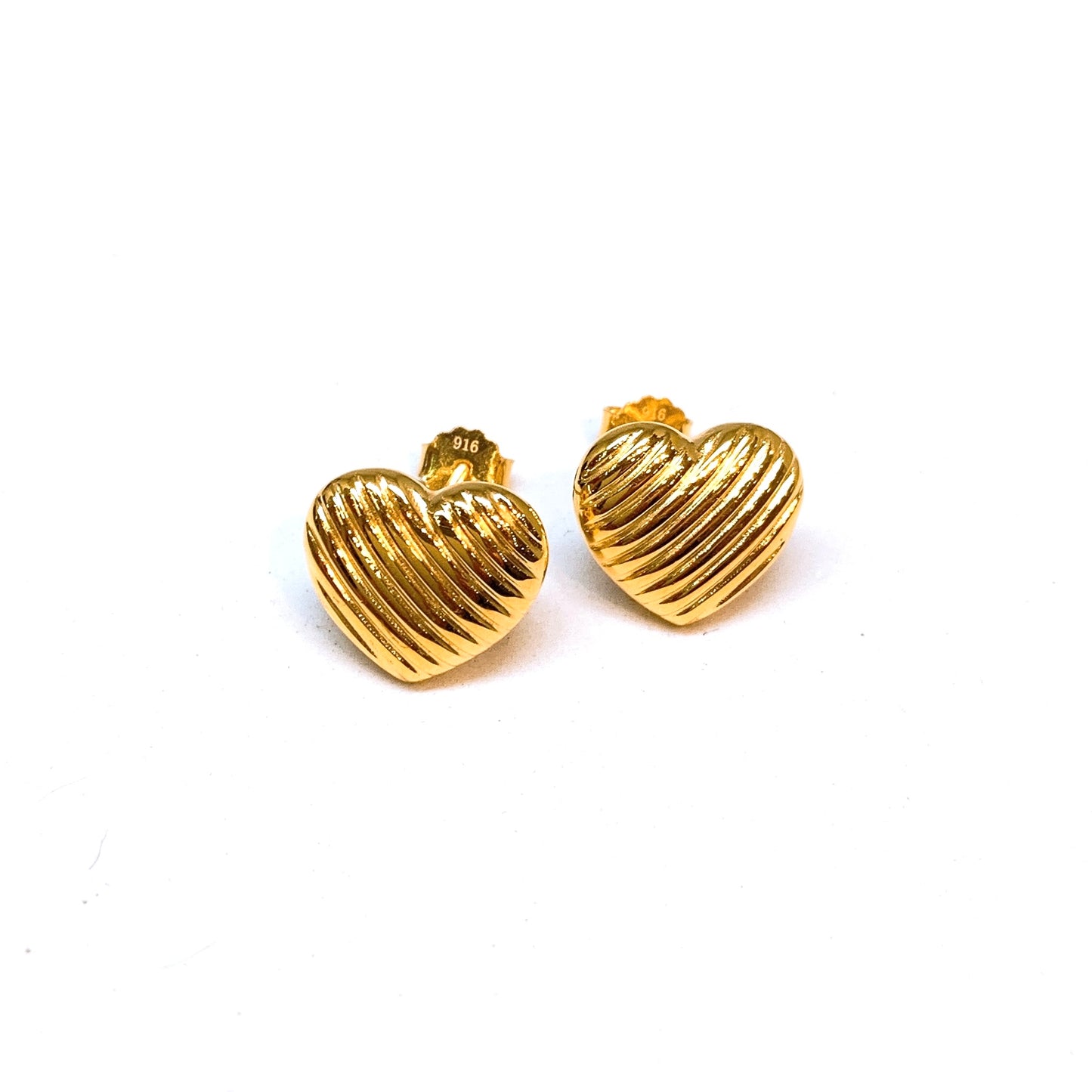 Diagonal Lined Heart Earring Studs