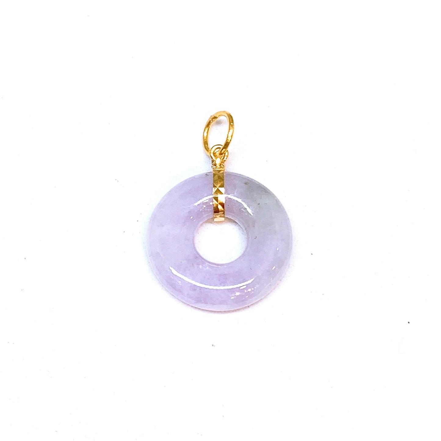 Lavender Jade Donut Pendant ( Yellow Gold )