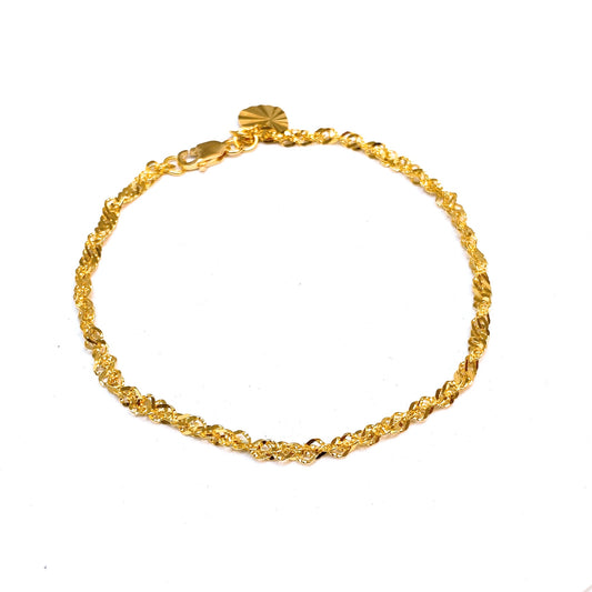 Solid Ripple Bracelet With Dangling Heart