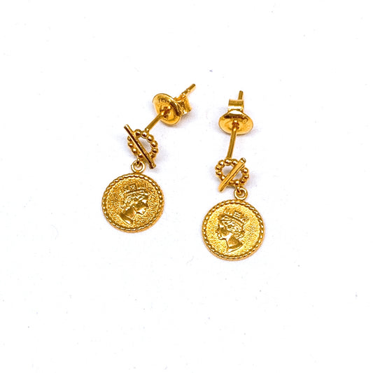 Matte Coin Dangling Earring Studs