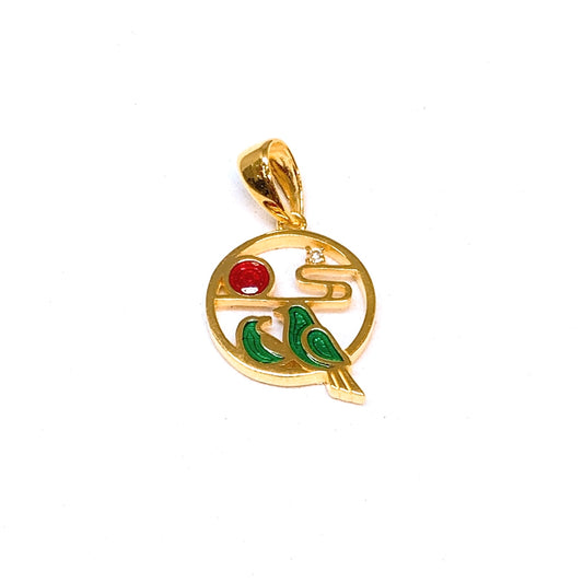 Blingy Enamel Birds Round Pendant