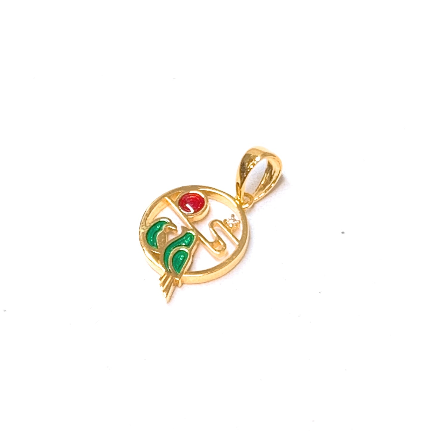 Blingy Enamel Birds Round Pendant