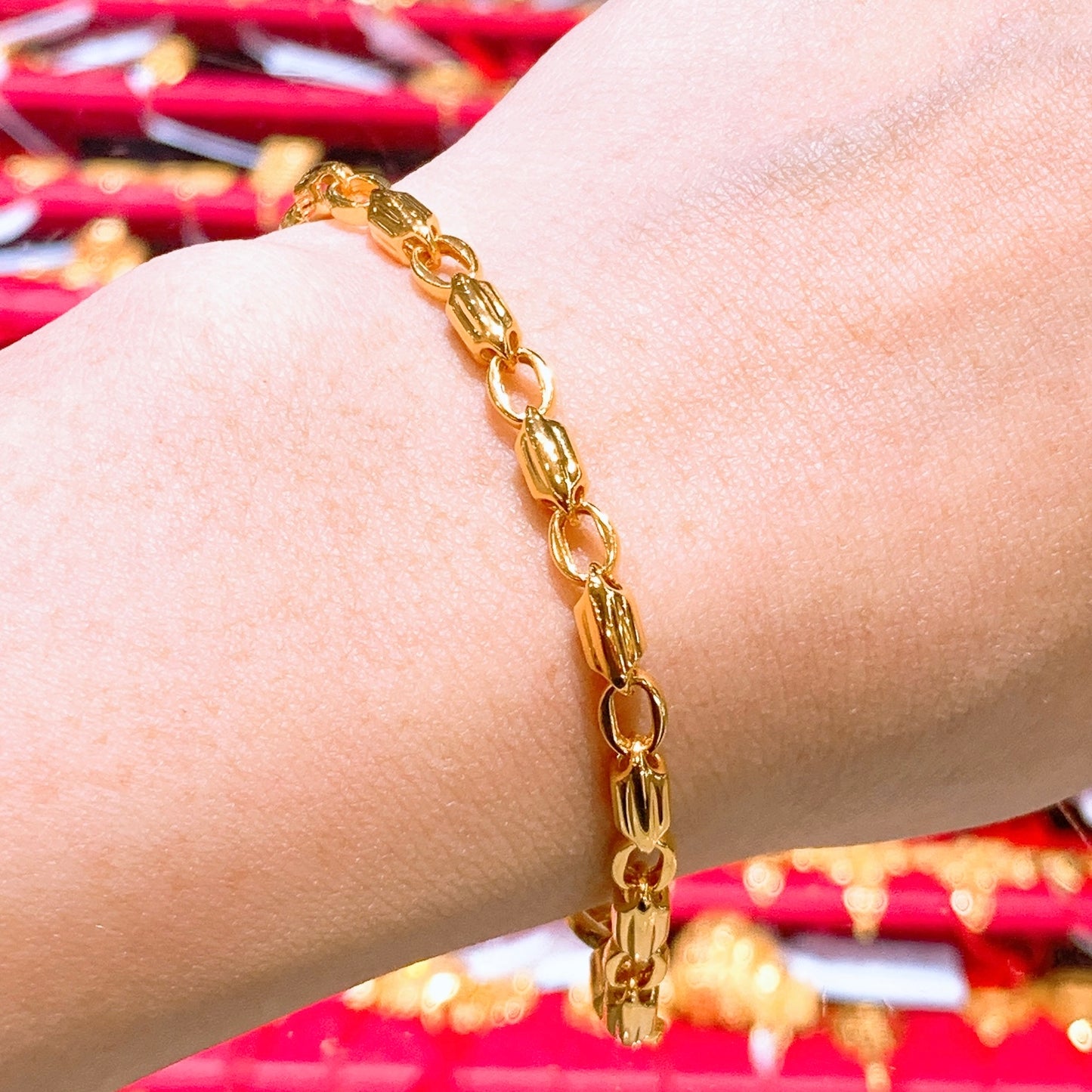 Puffed Beads And Links Bracelet