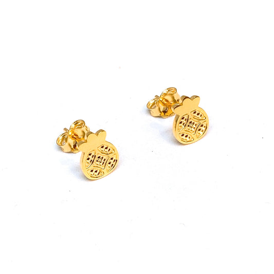 Pineapple Coin Earring Studs