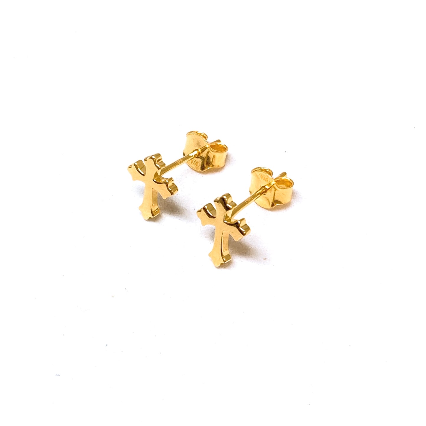 Polished Fancy Cross Earring Studs