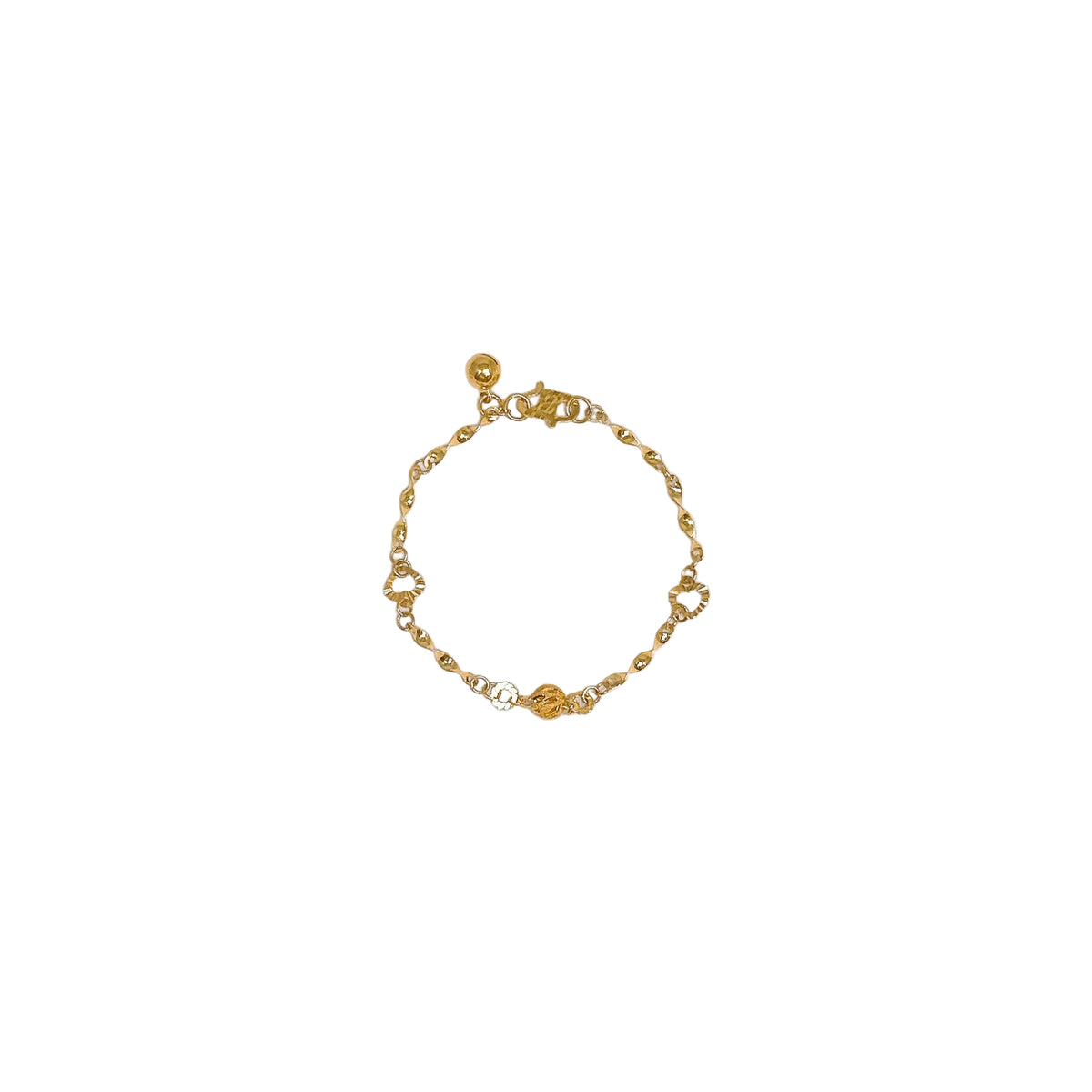 Twisted Bar Links With Ball & Heart Baby Bracelet