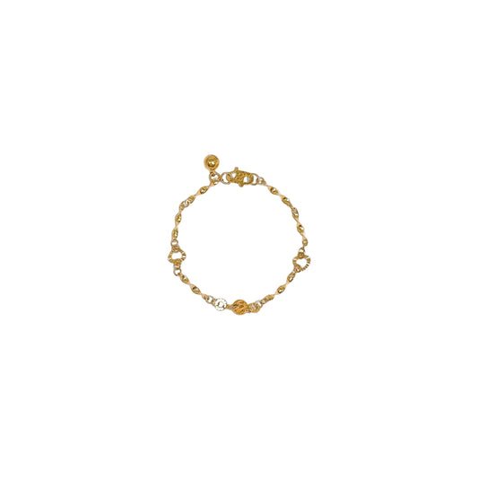 Twisted Bar Links With Ball & Heart Baby Bracelet
